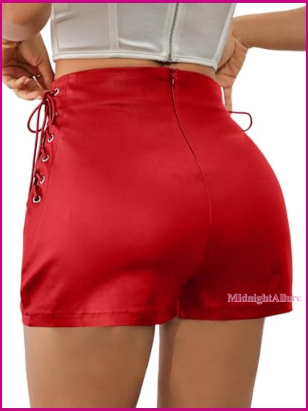 Faux Leather High Waist Skort with Side Slit Bodycon Mini Skirt - Picture 2 of 6